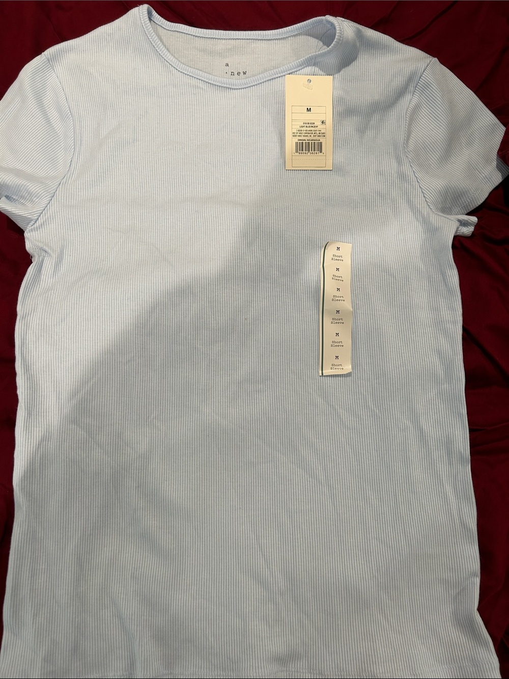 A New Light Blue Ribbed Crewneck Tee
